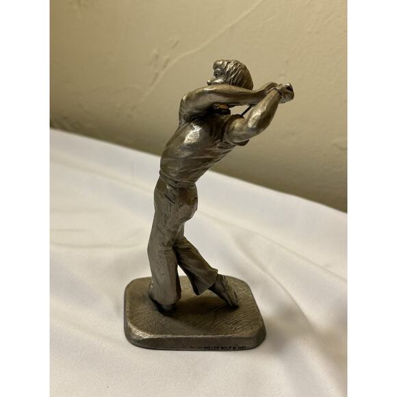 RARE! 1982 Golf Statue Metal Golfing Tee Men's P. Davis Pewter Figurine Miller - Picture 4 of 10
